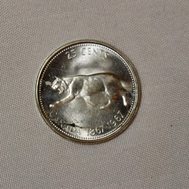 1967 Canada Silver Quarter Bobcat