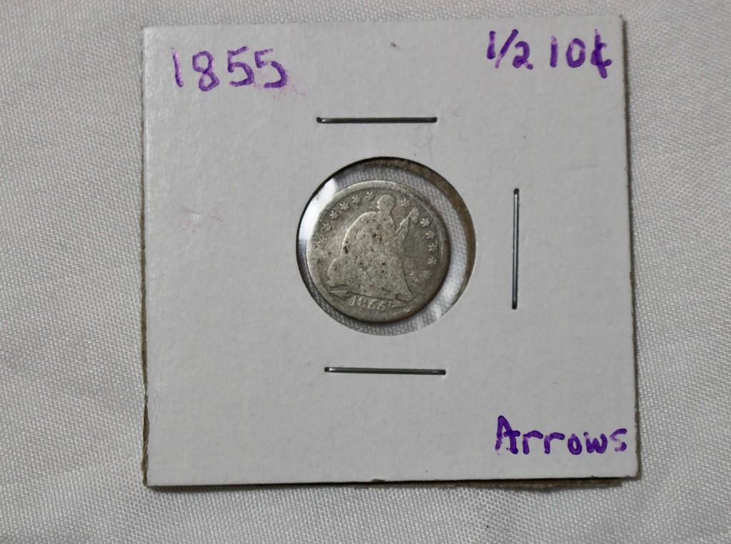 1855 Seated Liberty Half Dime