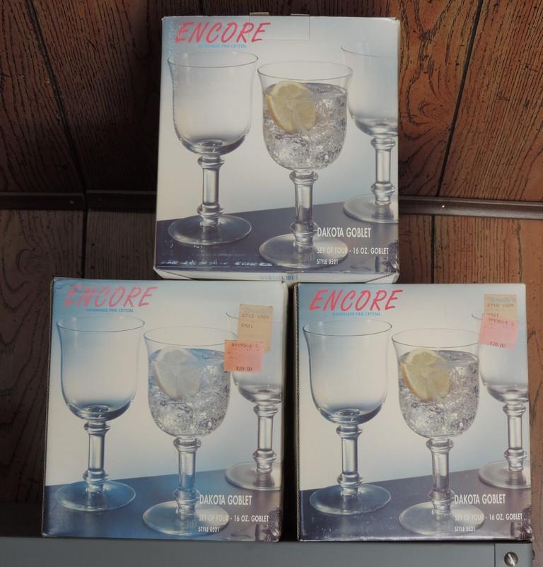 3 New In Box Encore Dakota 16 Oz. Goblets