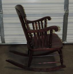 Antique Dark Wood Rocking Arm Chair