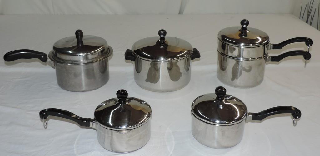 Set Of 5 Aluminum Clad Farberware Cookware