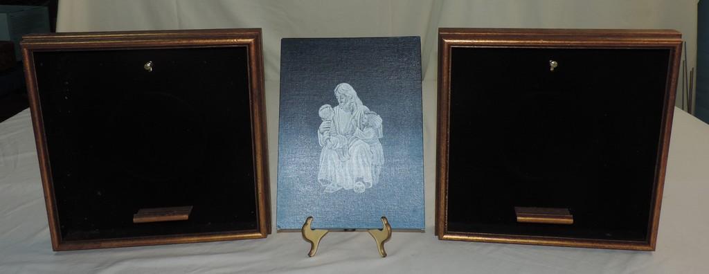 2 Shadowbox Frames & Painting Of Christ
