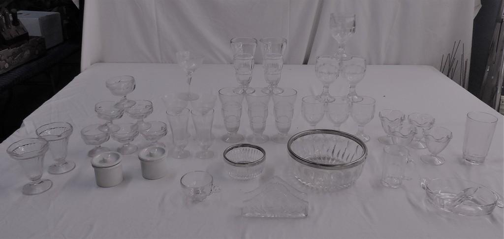 2 Tray Lots Crystal Glassware