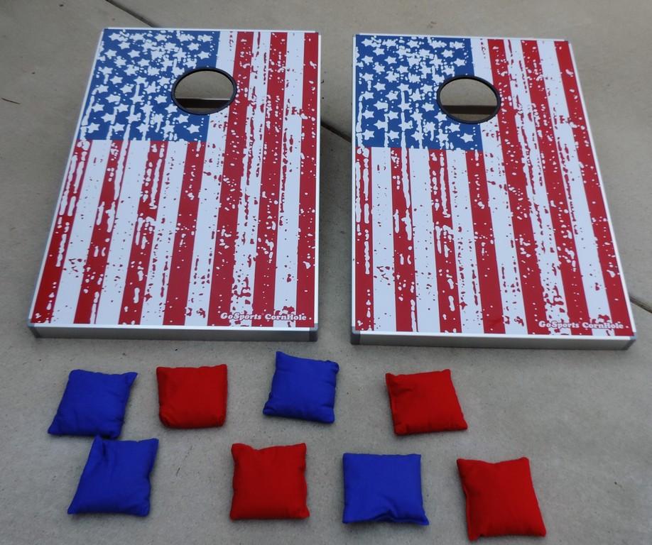 Go Sport Aluminum Fold Up American Flag Corn Hole Set