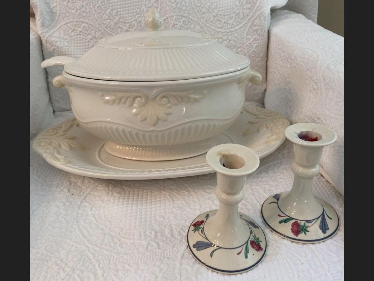 Lenox Soup Tureen and Candle Holders