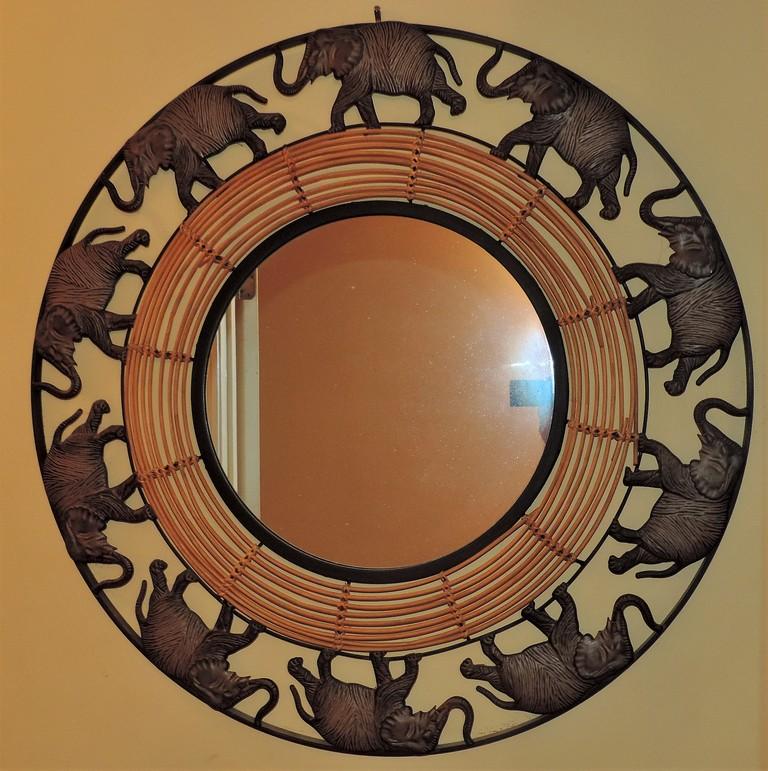 Round Elephant Wall Mirror