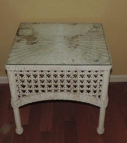 Wicker Table with Glass Top