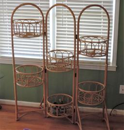 Folding Rattan Plant Stand