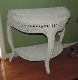 Vintage White Wicker Table