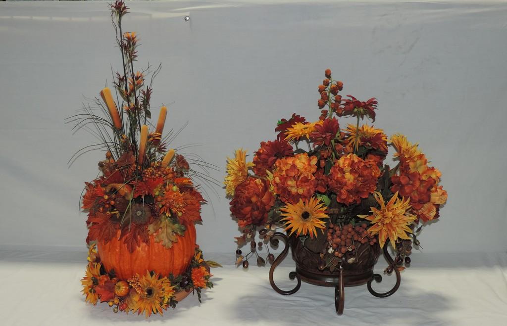 Lot Of 2 Artificial Flower Fall Scene Displays