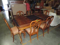 Chippendale Style Mahogany Dining Table & 6 Matching Chairs