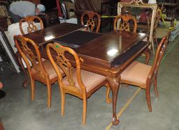 Chippendale Style Mahogany Dining Table & 6 Matching Chairs