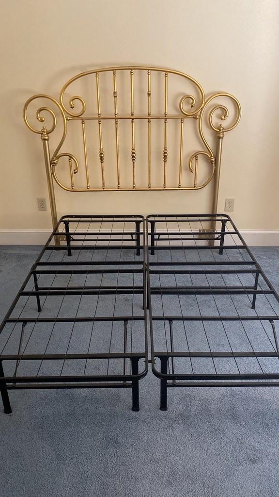 Queen Brass-Style Bed with Mattress Supports