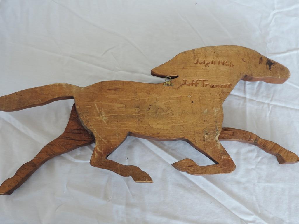 1966 Hand Carved Signed Wooden Horse