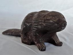 Vintage NC Hand-Carved Wooden Beaver