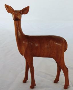 Lot of 2 Hand-Carved Wooden Deer