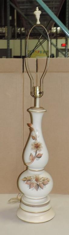Large Floral Plaster Decorated Lamp