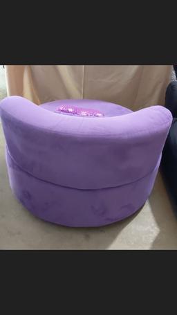 Super Fun Round Purple Velour Swivel Chair