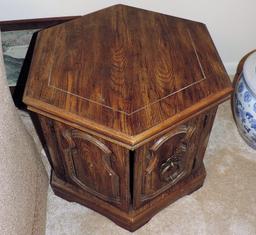 Pair Of Vintage Hexagon End Tables & Coffee Table