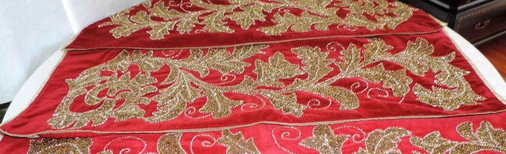 Beaded velvet table runners