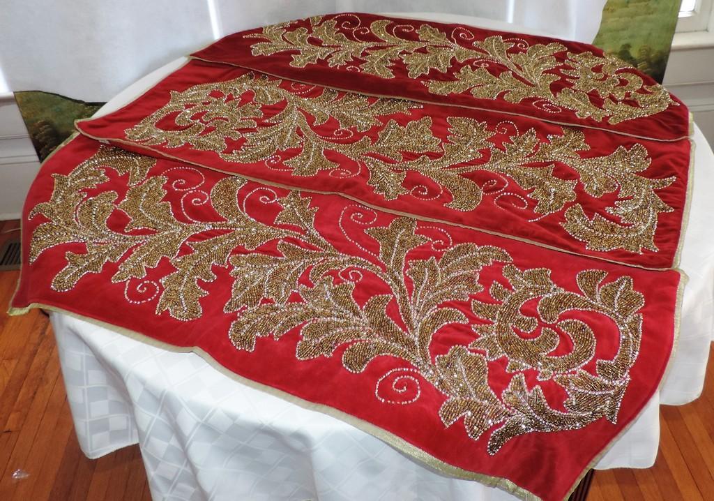 Beaded velvet table runners