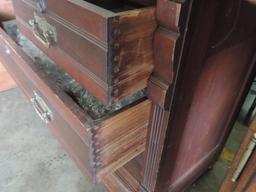 Victorian Eastlake Period Walnut Marble Top Chest With Mirror