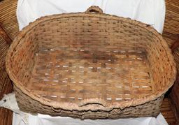 Antique Primitive Oak Hand-Woven Basket