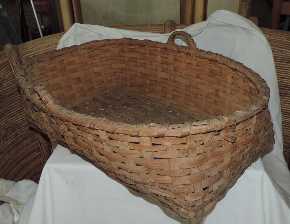 Antique Primitive Oak Hand-Woven Basket