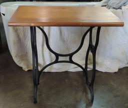 Cast Iron Treadle Sewing Table With Pine Top