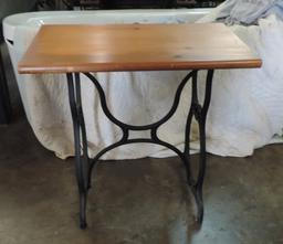 Cast Iron Treadle Sewing Table With Pine Top