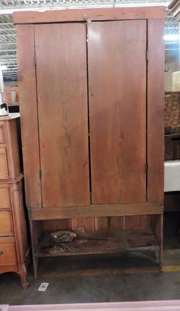 Two-Door Pine Antique Primitive Flat wall Cupboard