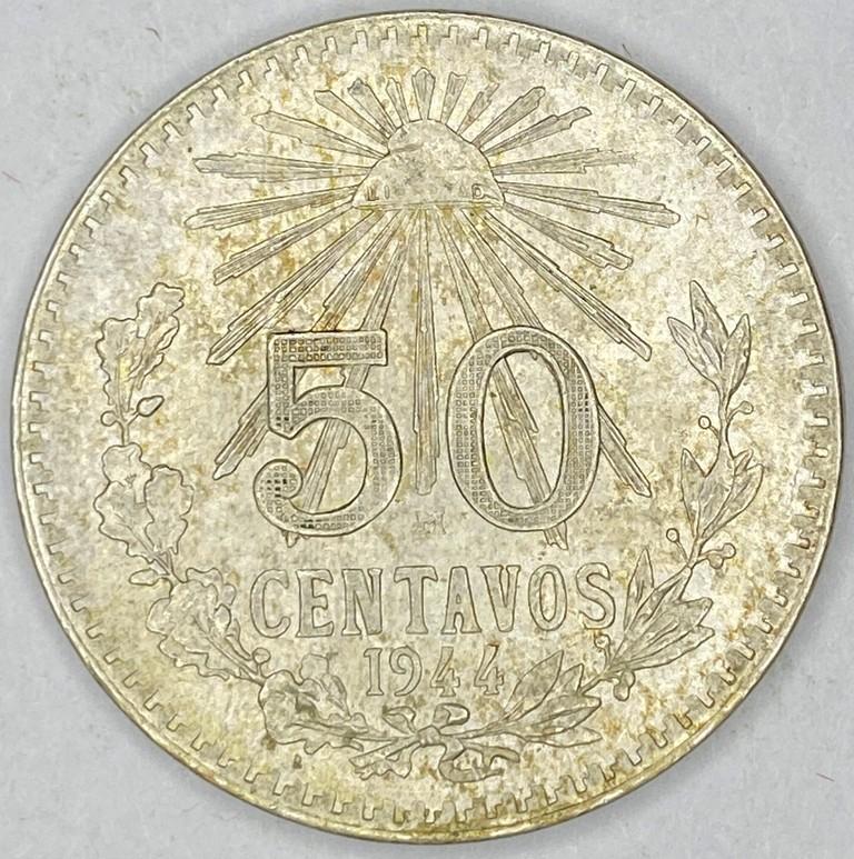 1944 Mexico Silver 50 Centavos