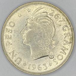 1963 Dominican Republic Silver Peso UNC