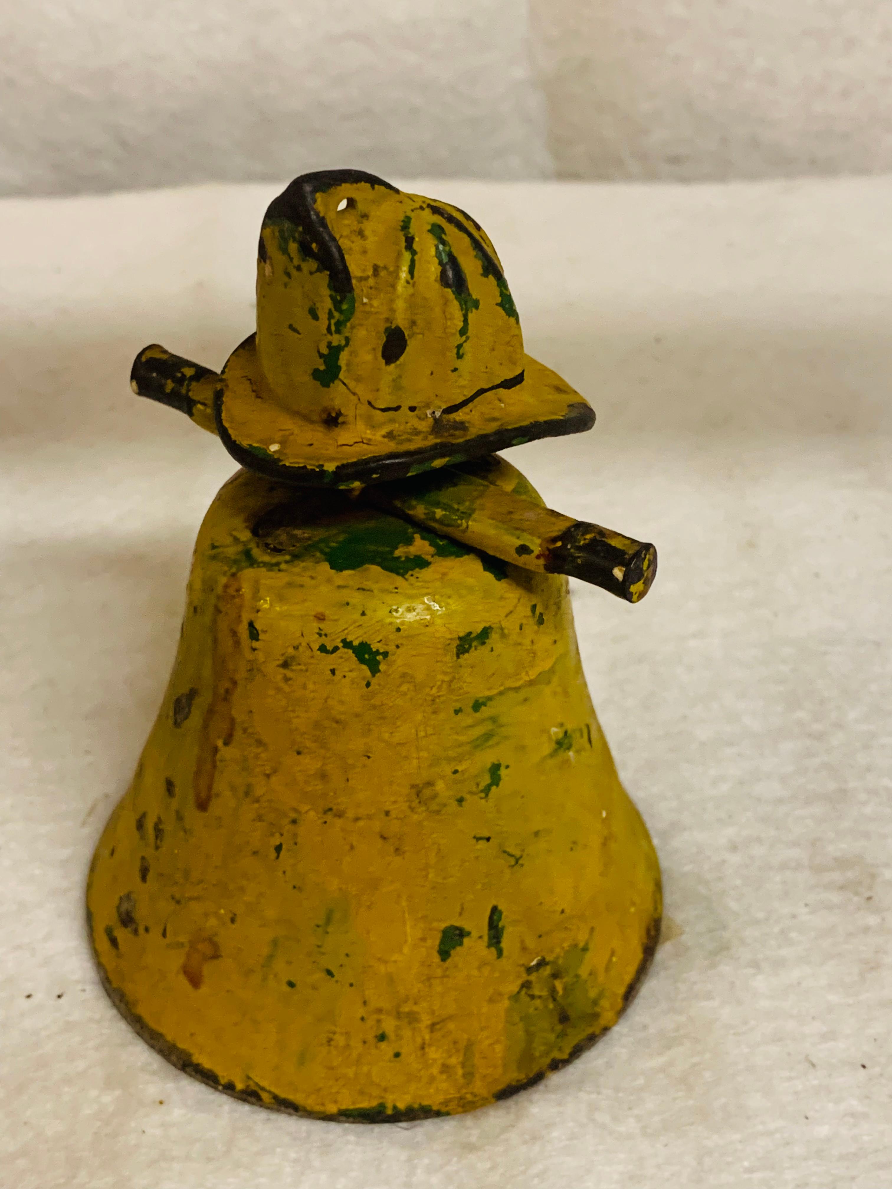 Yellow Painted Cast Iron Fire Truck Pedal Car Bell