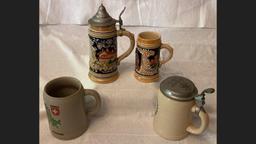 Lot Of 4 German Steins