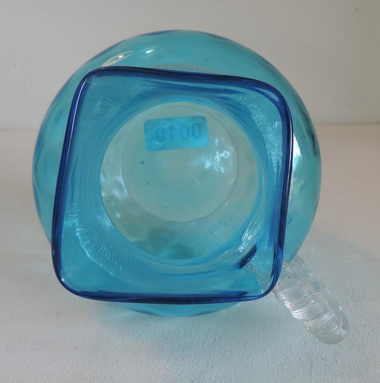 Wonderful Thumbprint Pattern Light Blue Blown Pitcher