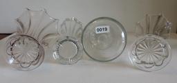 Lot Of 3 Vintage Crystal Vases And Etched Glass Decanter