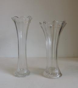 Lot Of 3 Vintage Crystal Vases And Etched Glass Decanter