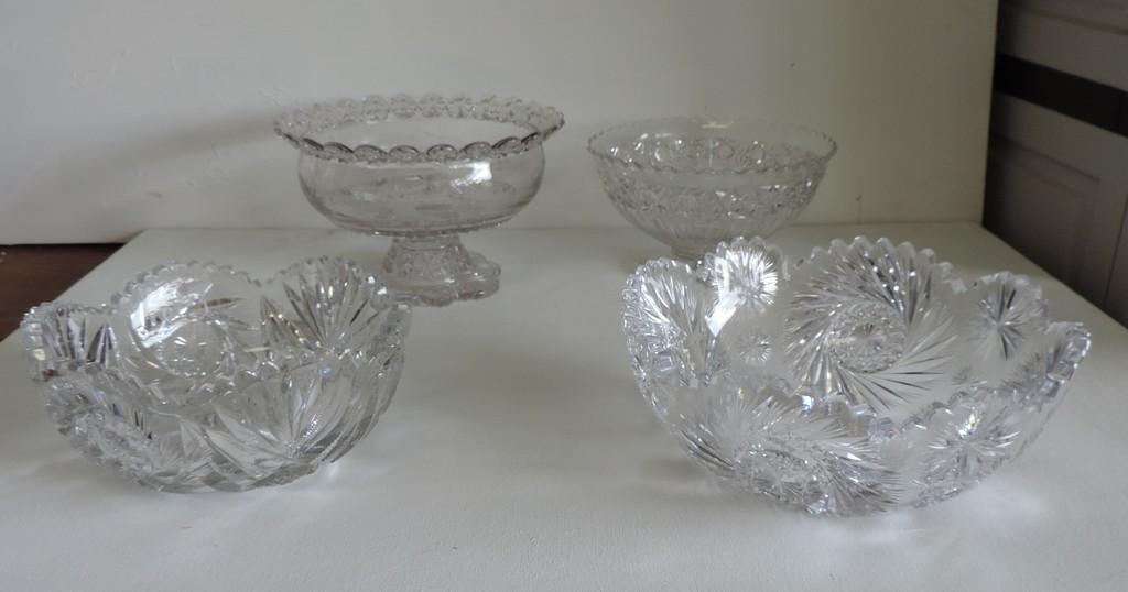 Lot Of 4 Cut & Pressed Glass Bowls