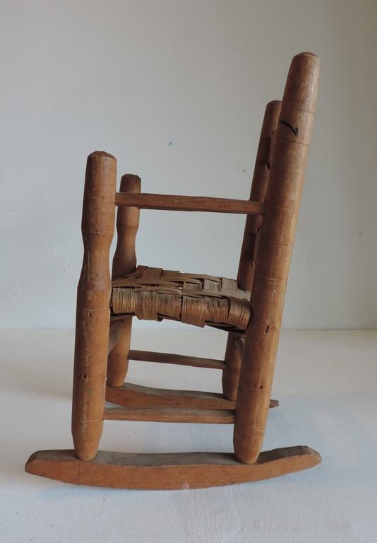 Vintage Hand-Made Miniature Rocking Chair & Original Amish Doll