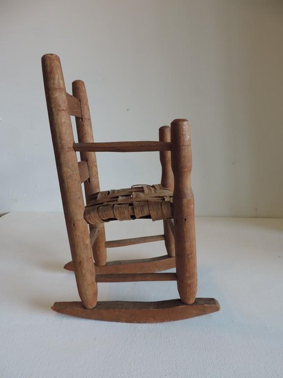 Vintage Hand-Made Miniature Rocking Chair & Original Amish Doll