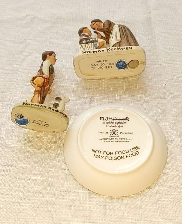 Hummel Plate and Norman Rockwell Figurine