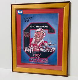 1980 Heisman Trophy Winner Autographed Poster in Frame