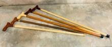 Lot Of 5 Carved Wood handled Canes