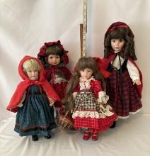 Lot of Four LRRH Collectible Dolls