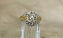 Beautiful 14 K Gold Diamond Cluster Cocktail Ring