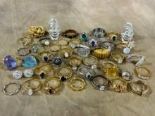 Huge Lot Of 40 Costume Jewelry Rings