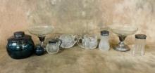 Tray Lot Antique Cut Glass , Sterling & Silverplate Items