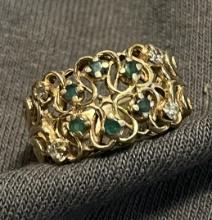 14 Kt. Gold Emerald Filagree Ring