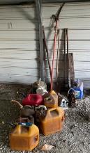 8 Gas Cans & Long Handle Tools